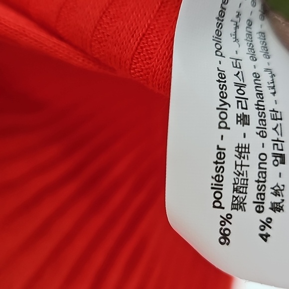 Zara Bright Red Crew Neck Ribbed Stretchy Fit & Flare Long Sleeve Midi Dress - Picture 7 of 10